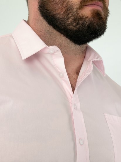 D555 Oliver Camicia Elasticizzata A Maniche Lunghe Antimacchia No Stiro Rosa - Camicie - Camicie Taglie Forti Uomo