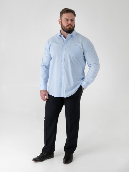 D555 Oliver Camicia Elasticizzata A Maniche Lunghe Antimacchia No Stiro Azzurro Cielo - Camicie - Camicie Taglie Forti Uomo