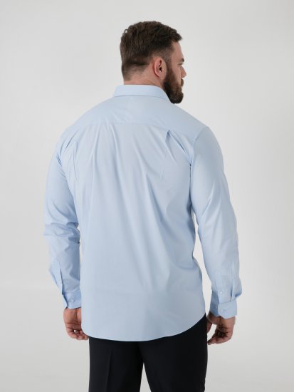 D555 Oliver Camicia Elasticizzata A Maniche Lunghe Antimacchia No Stiro Azzurro Cielo - Camicie - Camicie Taglie Forti Uomo
