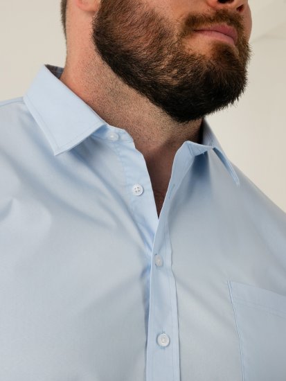 D555 Oliver Camicia Elasticizzata A Maniche Lunghe Antimacchia No Stiro Azzurro Cielo - Camicie - Camicie Taglie Forti Uomo