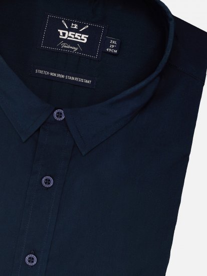 D555 Oliver Camicia Elasticizzata A Maniche Lunghe Antimacchia No Stiro Blu Navy - Camicie - Camicie Taglie Forti Uomo