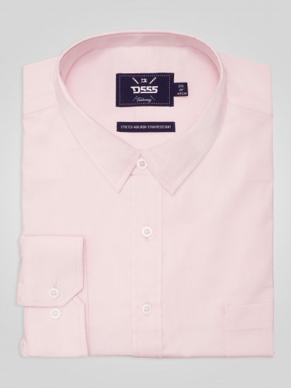 D555 Oliver Camicia Elasticizzata A Maniche Lunghe Antimacchia No Stiro Rosa - Camicie - Camicie Taglie Forti Uomo