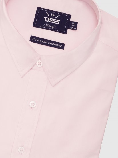 D555 Oliver Camicia Elasticizzata A Maniche Lunghe Antimacchia No Stiro Rosa - Camicie - Camicie Taglie Forti Uomo