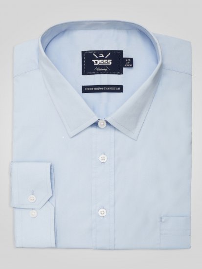 D555 Oliver Camicia Elasticizzata A Maniche Lunghe Antimacchia No Stiro Azzurro Cielo - Camicie - Camicie Taglie Forti Uomo