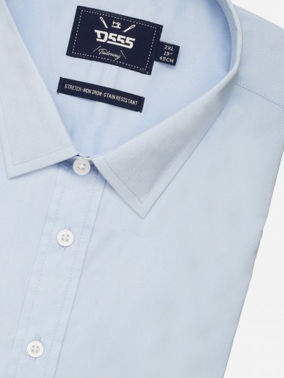 D555 Oliver Camicia Elasticizzata A Maniche Lunghe Antimacchia No Stiro Azzurro Cielo - Camicie - Camicie Taglie Forti Uomo