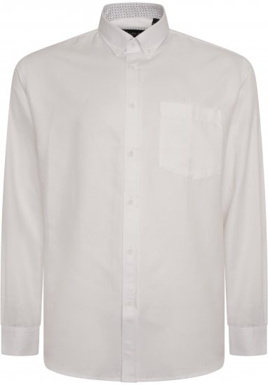Kam Jeans P020 Premium Long sleeve Oxford Shirt White - Camicie - Camicie Taglie Forti Uomo