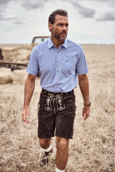 JP1880 Short Sleeve Check Print Traditional Shirt Blue - Camicie - Camicie Taglie Forti Uomo