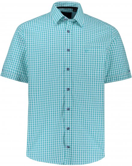 JP1880 Shirt Traditional Short Sleeve Turquoise - Camicie - Camicie Taglie Forti Uomo