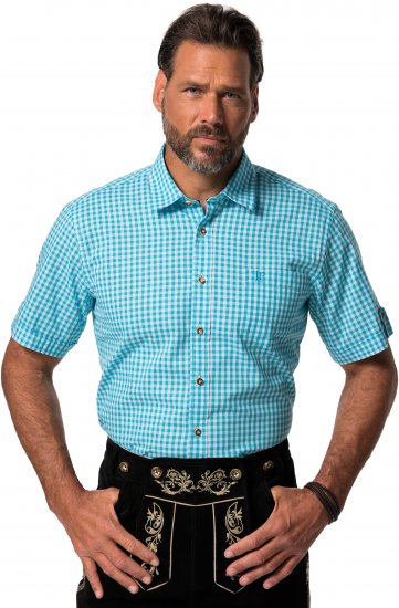 JP1880 Shirt Traditional Short Sleeve Turquoise - Camicie - Camicie Taglie Forti Uomo