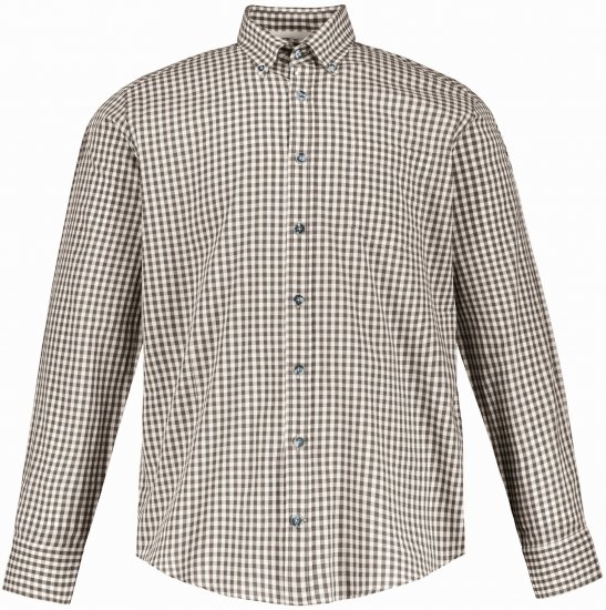 JP1880 Long Sleeve Check Print Traditional Shirt Brown - Camicie - Camicie Taglie Forti Uomo