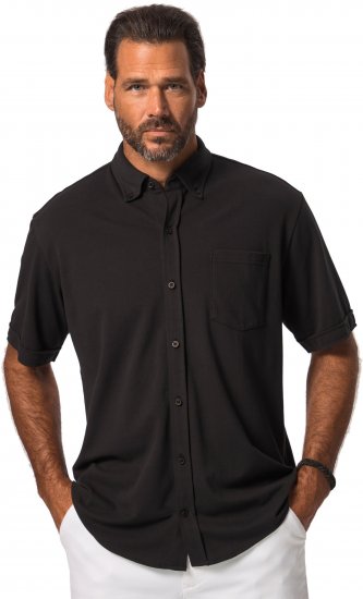 JP1880 Shirt Pique Flexnamic Short Sleeve Black TALL - ABBIGLIAMENTO UOMO MT-6XLT - Taglie Tall Uomo