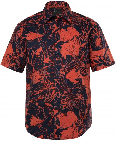 JP1880 Shirt Short Sleeve Linen Blend Red - Camicie - Camicie Taglie Forti Uomo