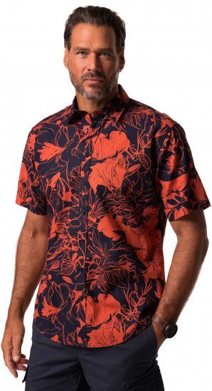 JP1880 Shirt Short Sleeve Linen Blend Red - Camicie - Camicie Taglie Forti Uomo