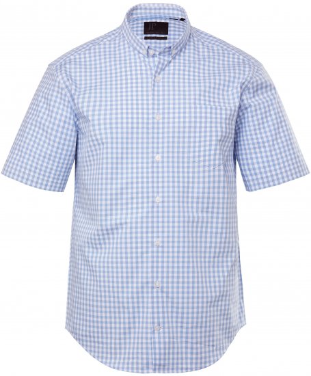JP1880 Shirt Traditional Short Sleeve Checked Light Blue - Camicie - Camicie Taglie Forti Uomo