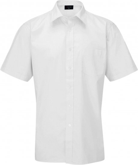 Espionage SH147 Short Sleeve Plain Collar Shirt White - Camicie a maniche corte - Camicie Uomo Maniche Corte Taglie Forti