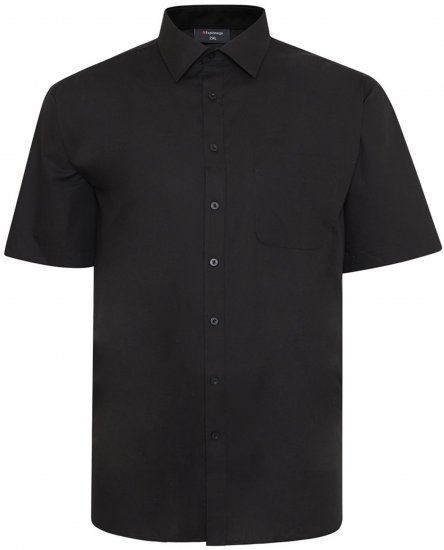 Espionage SH147 Plain Collar Short Sleeve Shirt Black - Camicie - Camicie Taglie Forti Uomo
