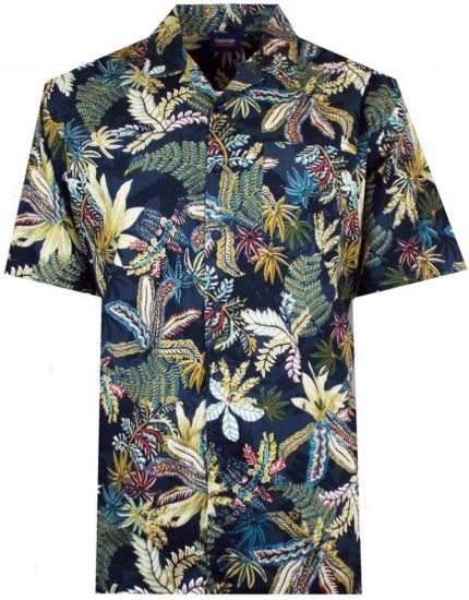 Espionage SH410 Short Sleeve Jungle Print Shirt Navy - Camicie a maniche corte - Camicie Uomo Maniche Corte Taglie Forti