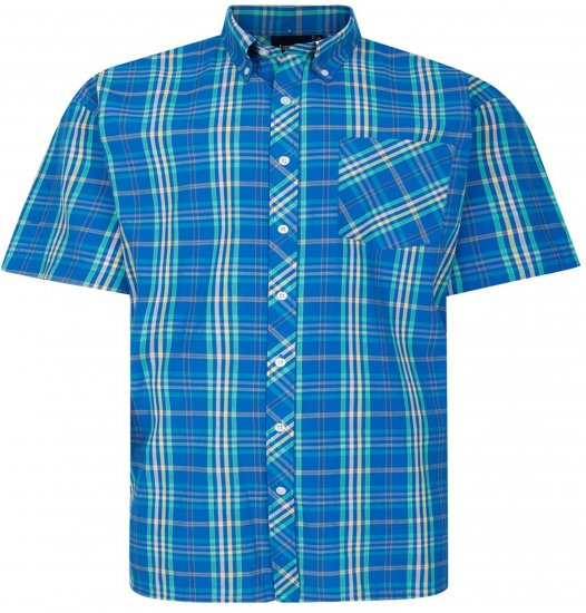 Espionage SH443 Checked Short Sleeve Shirt Royal/Mint/Lemon - Camicie a maniche corte - Camicie Uomo Maniche Corte Taglie Forti