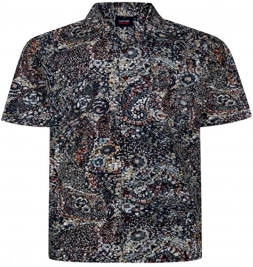 Espionage SH467 Short Sleeve Abstract Print Shirt Dark Green - Camicie a maniche corte - Camicie Uomo Maniche Corte Taglie Forti