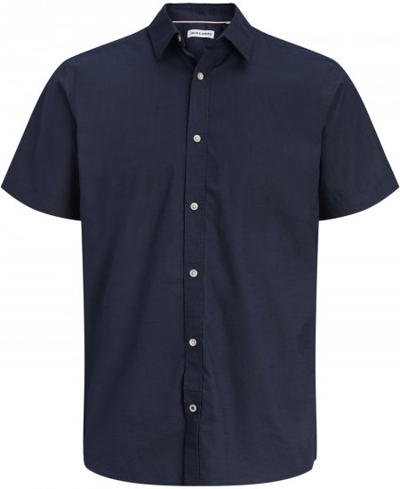 Jack & Jones Henry Slub Short Sleeve Navy - Camicie - Camicie Taglie Forti Uomo