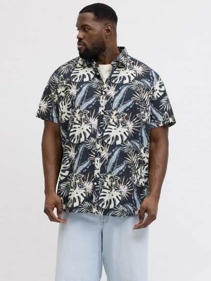 Jack & Jones Honolulu Short Sleeve Resort Shirt Black - Camicie - Camicie Taglie Forti Uomo