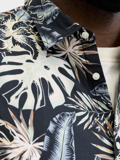 Jack & Jones Honolulu Short Sleeve Resort Shirt Black - Camicie - Camicie Taglie Forti Uomo