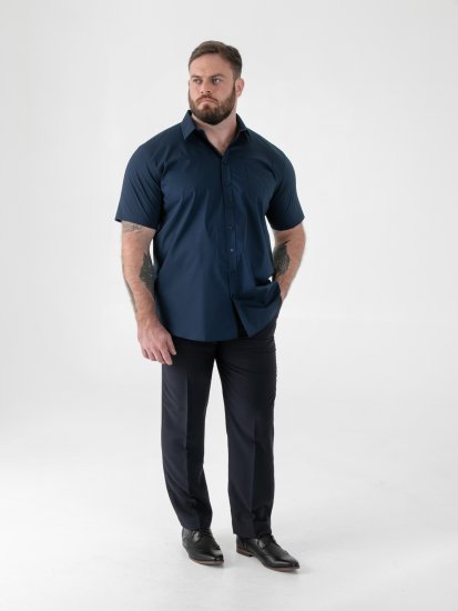 D555 Lucas Camicia Elasticizzata A Maniche Corte Antimacchia No Stiro Blu Navy - Camicie - Camicie Taglie Forti Uomo