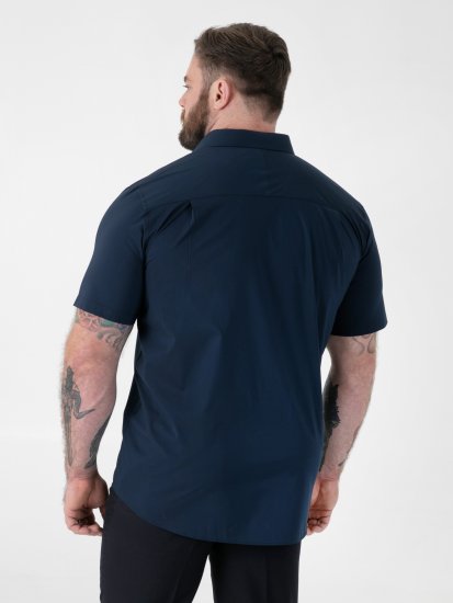 D555 Lucas Camicia Elasticizzata A Maniche Corte Antimacchia No Stiro Blu Navy - Camicie - Camicie Taglie Forti Uomo