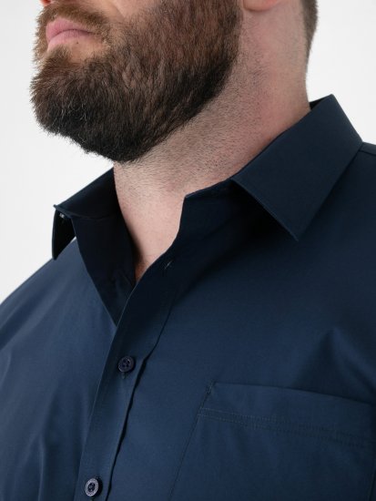 D555 Lucas Camicia Elasticizzata A Maniche Corte Antimacchia No Stiro Blu Navy - Camicie - Camicie Taglie Forti Uomo