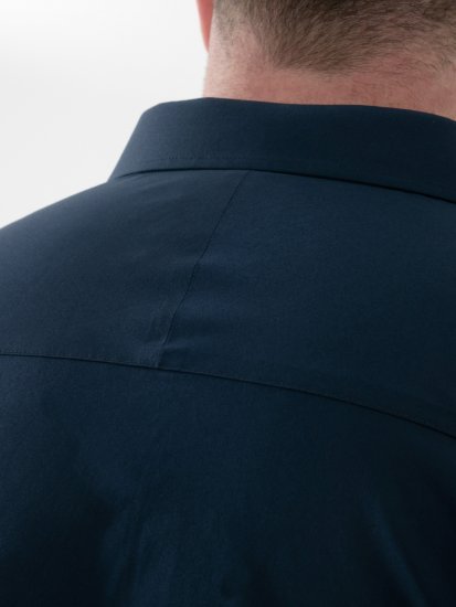 D555 Lucas Camicia Elasticizzata A Maniche Corte Antimacchia No Stiro Blu Navy - Camicie - Camicie Taglie Forti Uomo