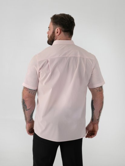 D555 Lucas Camicia Elasticizzata A Maniche Corte Antimacchia No Stiro Rosa - Camicie - Camicie Taglie Forti Uomo