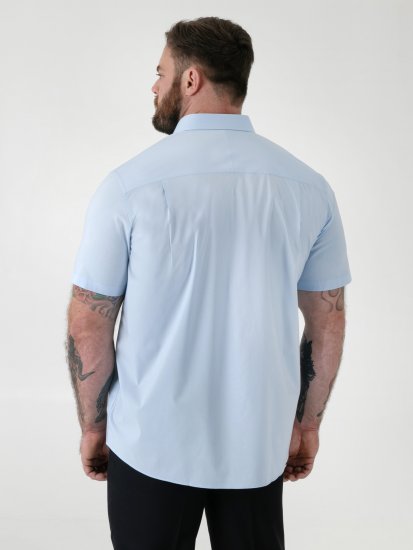 D555 Lucas Camicia Elasticizzata A Maniche Corte Antimacchia No Azzurro Cielo - Camicie - Camicie Taglie Forti Uomo