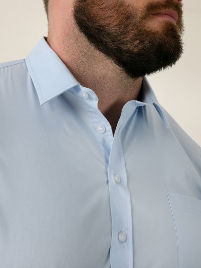 D555 Lucas Camicia Elasticizzata A Maniche Corte Antimacchia No Azzurro Cielo - Camicie - Camicie Taglie Forti Uomo