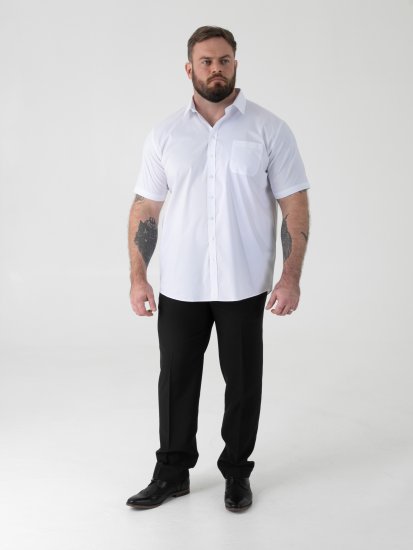 D555 Lucas Camicia Elasticizzata A Maniche Corte Antimacchia No Bianca - Camicie - Camicie Taglie Forti Uomo