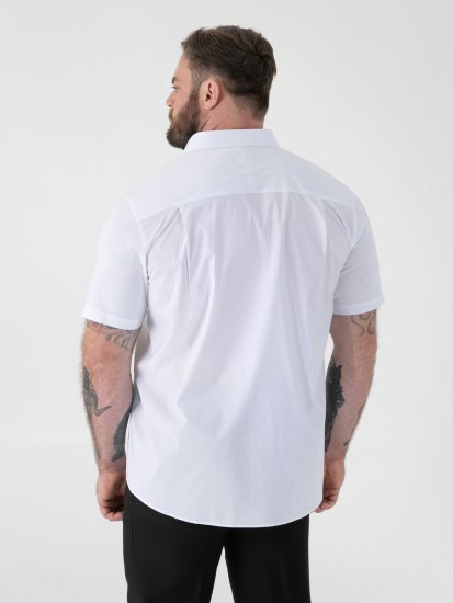 D555 Lucas Camicia Elasticizzata A Maniche Corte Antimacchia No Bianca - Camicie - Camicie Taglie Forti Uomo