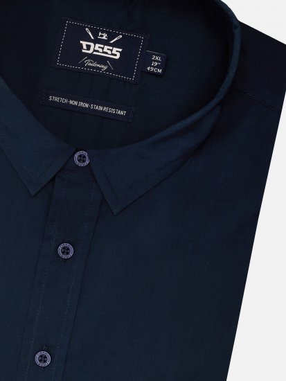 D555 Lucas Camicia Elasticizzata A Maniche Corte Antimacchia No Stiro Blu Navy - Camicie - Camicie Taglie Forti Uomo