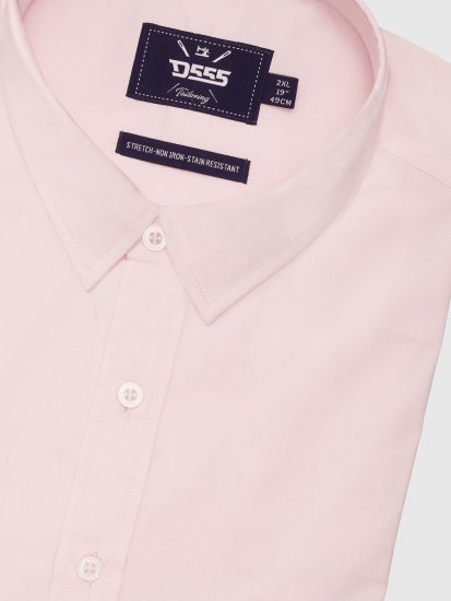 D555 Lucas Camicia Elasticizzata A Maniche Corte Antimacchia No Stiro Rosa - Camicie - Camicie Taglie Forti Uomo