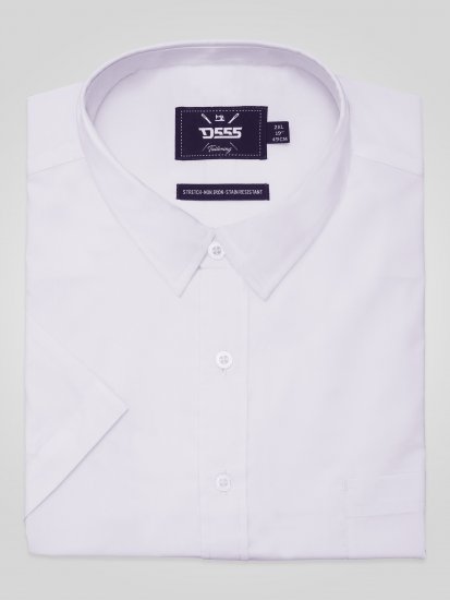D555 Lucas Camicia Elasticizzata A Maniche Corte Antimacchia No Bianca - Camicie - Camicie Taglie Forti Uomo