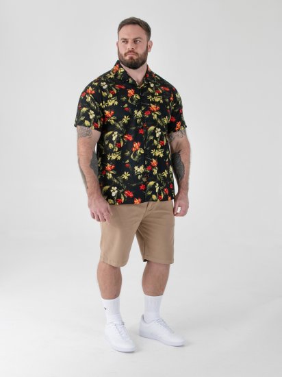 D555 Gordon Hawaiian AOP Cuvan Collar Resort Short Sleeve Black - Camicie - Camicie Taglie Forti Uomo