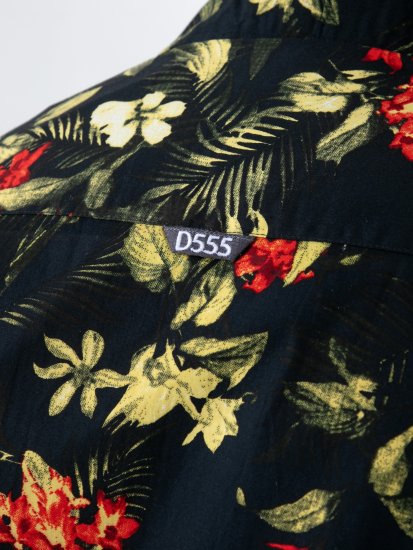 D555 Gordon Hawaiian AOP Cuvan Collar Resort Short Sleeve Black - Camicie - Camicie Taglie Forti Uomo