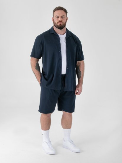 D555 Connor Stretch Cuban Collar Resort Short Sleeve Shirt Navy - Camicie - Camicie Taglie Forti Uomo