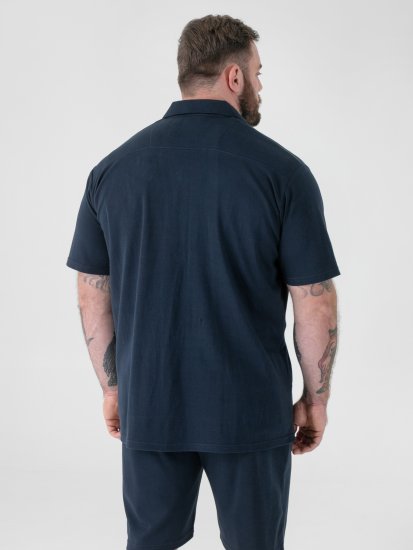 D555 Connor Stretch Cuban Collar Resort Short Sleeve Shirt Navy - Camicie - Camicie Taglie Forti Uomo