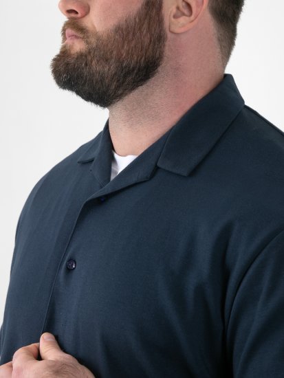 D555 Connor Stretch Cuban Collar Resort Short Sleeve Shirt Navy - Camicie - Camicie Taglie Forti Uomo