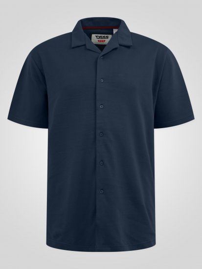 D555 Connor Stretch Cuban Collar Resort Short Sleeve Shirt Navy - Camicie - Camicie Taglie Forti Uomo
