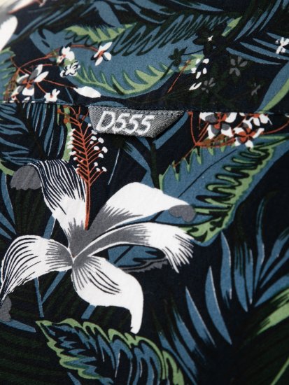 D555 Corden Hawaiian AOP Cuban Collar Resort Short Sleeve Navy - Camicie a maniche corte - Camicie Uomo Maniche Corte Taglie Forti