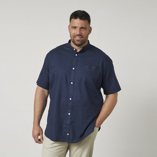 North Latitude 61109 Camicia a Maniche Corte con Collo alla Coreana Blu Marino - Camicie - Camicie Taglie Forti Uomo