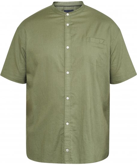 North Latitude 61109 Camicia a Maniche Corte con Collo alla Coreana Verde Oliva - Camicie - Camicie Taglie Forti Uomo