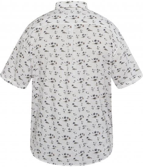 North Latitude 61111 Camicia in Lino Stampata Manica Corta Bianco - Camicie - Camicie Taglie Forti Uomo