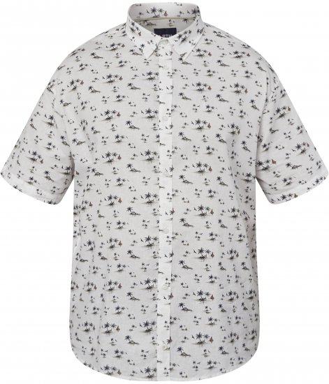 North Latitude 61111 Camicia in Lino Stampata Manica Corta Bianco - Camicie - Camicie Taglie Forti Uomo
