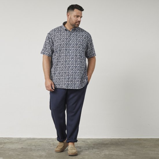 North Latitude 61114 Camicia Jersey con Stampa All-Over Blu Marino - Camicie - Camicie Taglie Forti Uomo